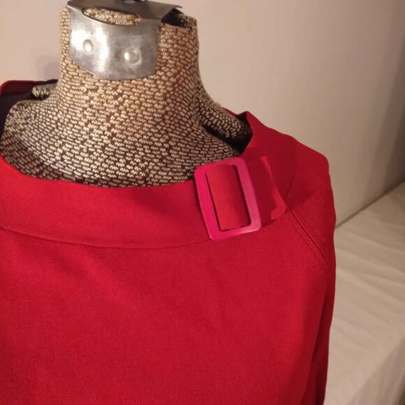 Vintage 70s stretchy burgundy blouse, Medium Size - Picture 2 of 3